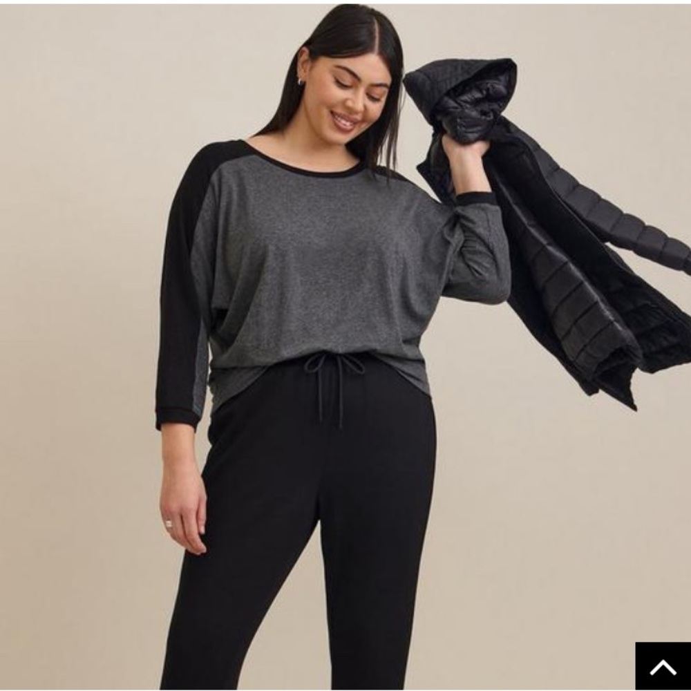 Torrid Black and Gray Raglan Top